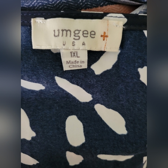 Umgee Women's Navy Blue White Polka Dot Short Sleeve V-neck Ruffle Romper Sz 1X - Picture 5 of 6